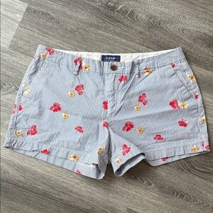 Old Navy Women's Floral Striped Shorts - Blue and Red